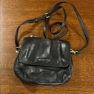 Michael Kors Black Leather Crossbody Bag with Adjustable Strap